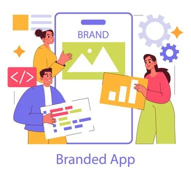 Branded App. Flat Vector Illustration Stock Illustration