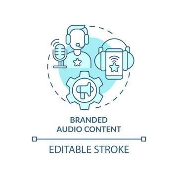 Branded audio content turquoise concept icon 스톡 일러스트