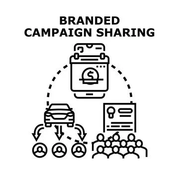 Branded campaign sharing concept on digital platform Stock Illustration