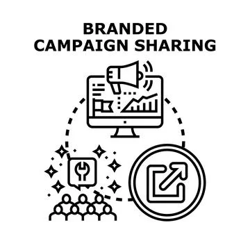 Branded campaign sharing concept for digital marketing Stock Illustration