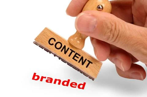 Branded content printed on rubber stamp Stock Photos