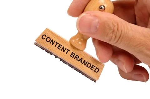 Branded content printed on rubber stamp Stock Photos