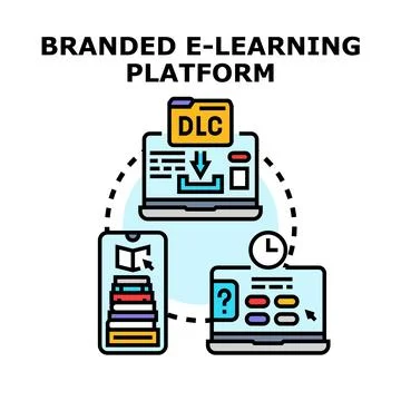 Branded e learning platform concepts with digital content Stockillustratie