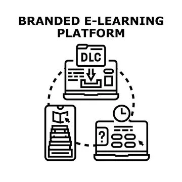 Branded e learning platform concepts with digital content Stockillustratie