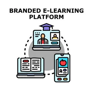 Branded e learning platform connecting students and teachers online Stockillustratie