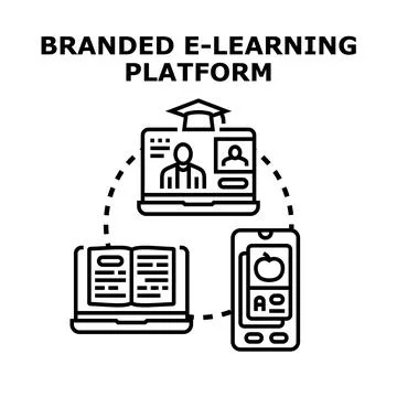 Branded e learning platform connecting students and teachers online Stockillustratie