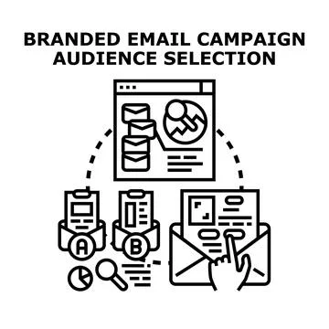 Branded email campaign audience segmentation and testing Stock Illustration