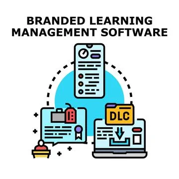 Branded learning management software developing online education system 스톡 일러스트