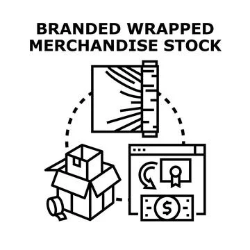 Branded merchandise wrapping process and online selling イラスト素材