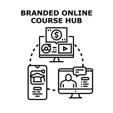 Branded online course hub concept for digital education Stock Illustration