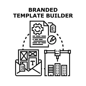 Branded template builder creating digital design layouts Stock Illustration