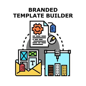 Branded template builder creating digital design layouts Stock Illustration