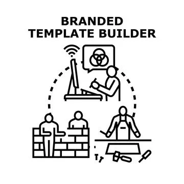 Branded template builder creating marketing design content Stock Illustration