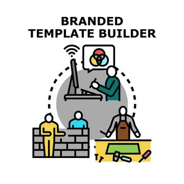 Branded template builder creating marketing design content Stock Illustration