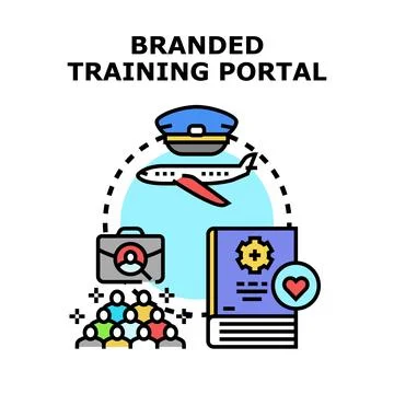 Branded training portal creating professional development opportunity Stock Illustration