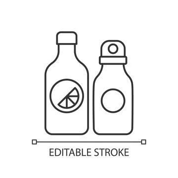Branded water bottle linear icon Stock-Illustration