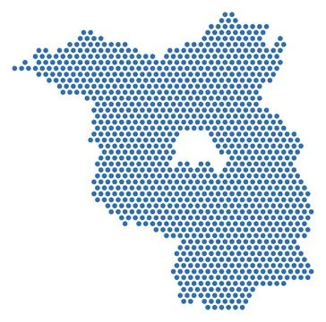 Brandenburg dotted map, blue dots, German federal state Illustrazione stock
