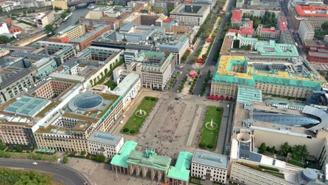Brandenburg Gate Aerial View Pariser Platz Unter den Linden Berlin Germany Stock Footage 335633410