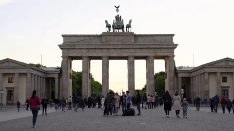 Brandenburg Gate in Berlin at sunset Stock Footage 108550006