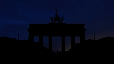 Brandenburg Gate of Berlin, Thunderstorm Timelapse Stock Footage 97386685