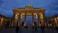 Brandenburg gate in Berlin timalapse from dusk until night 4k or 4k+ Resolution