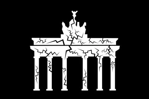 Brandenburg Gate with cracks - - decline, decay, problems and failure leading Illustrazione stock