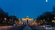 Brandenburg Gate On The Evening Hyperlapse Tracking Shot Stock Footage