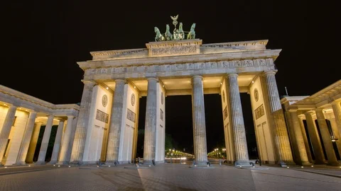 Brandenburg Gate Hyperlapse Berlin Stock Footage