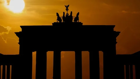 Brandenburg Gate, icon of Berlin and Germany at sunset, Germany, Europe Stock Footage 101899218