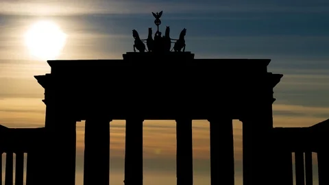 Brandenburg Gate, icon of Berlin and Germany at sunset, Germany, Europe Stock Footage 101900241