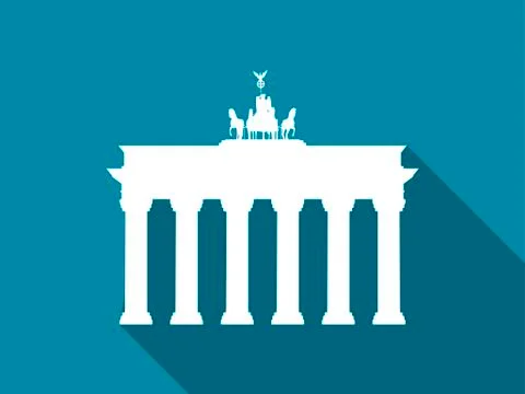 Brandenburg Gate with long shadow. Flat icon. Vector illustration. 스톡 일러스트