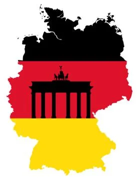 Brandenburg gate map germany flag  illustration Stock Illustration
