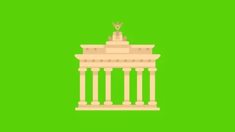 Brandenburg Gate motion background animation  loop with greenbox background Stock Footage 127748519