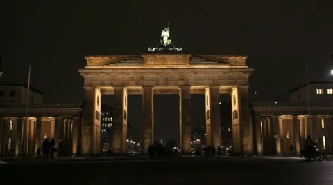 Brandenburg Gate in the night, Time lapse video Stock Footage 20440565
