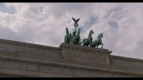 Brandenburg Gate Quadriga Against Dramatic Clouds in Berlin Stock-Footage 341825359