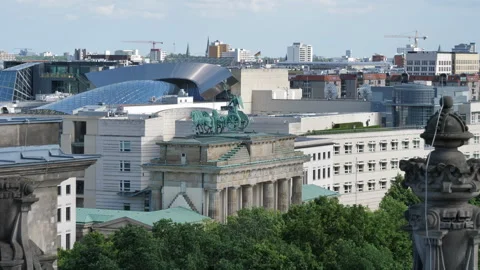Brandenburg Gate - Skyline View - Berlin - Germany Stock Footage 344276366