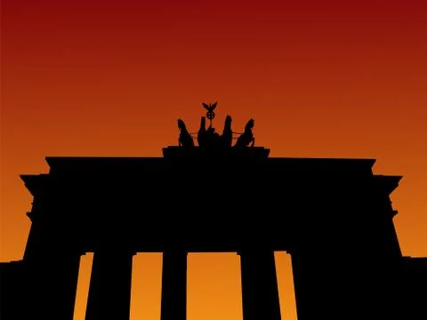 Brandenburg gate at sunset Stock Illustration