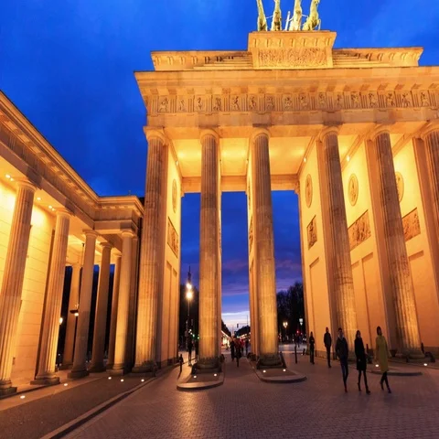 Brandenburg Gate Time Lapse - Berlin Germany Timelapse Hyperlapse Cities Night Stock Footage 69603837