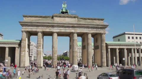 Brandenburg Gate with tourists Stock Footage 25793829