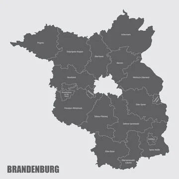 Brandenburg state administrative map Stock Illustration