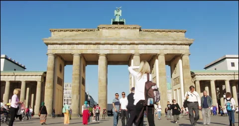 Brandenburger Tor from the back Berlin Germany Europe Sunday in 4K Stock Footage 310399555