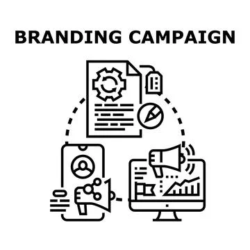 Branding campaign strategy developing creative marketing plan Stock Illustration