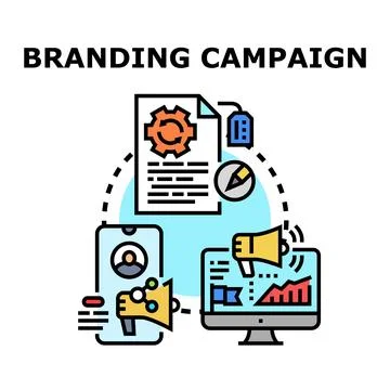Branding campaign strategy developing creative marketing plan Stock Illustration
