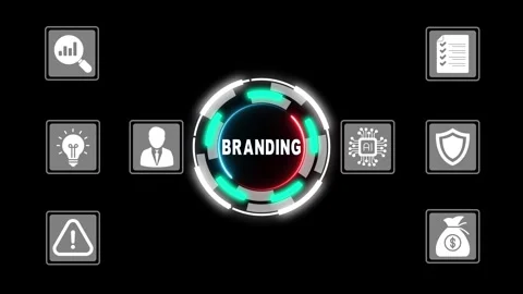 Branding concept on black background with central branding hub business mar.. 動画素材 331566514