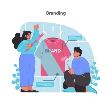 Branding concept. Designing visual identity for corporate wear. Illustrazione stock