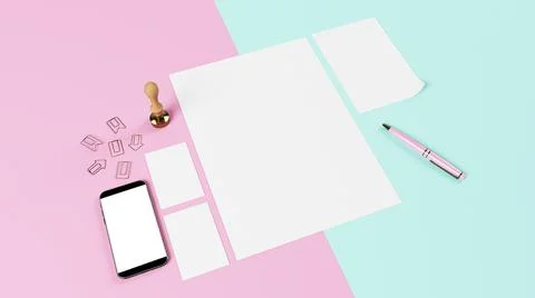 Branding Elements in Pink and Blue Stock Illustration