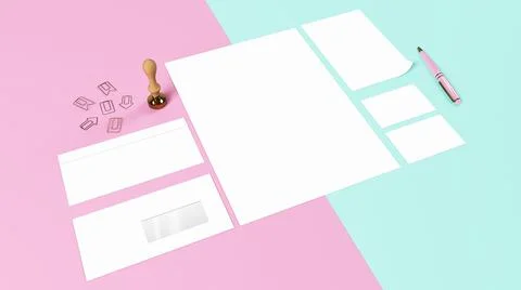 Branding Elements in Pink and Blue Stock Illustration