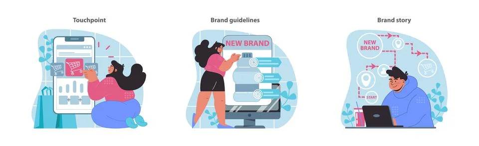Branding essentials set. Interactive touchpoints, comprehensive guidelines, and Illustrazione stock