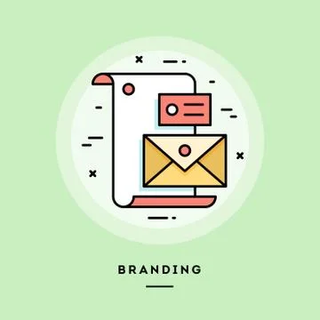 Branding, flat design thin line banner. Vector illustration. Stock Illustration