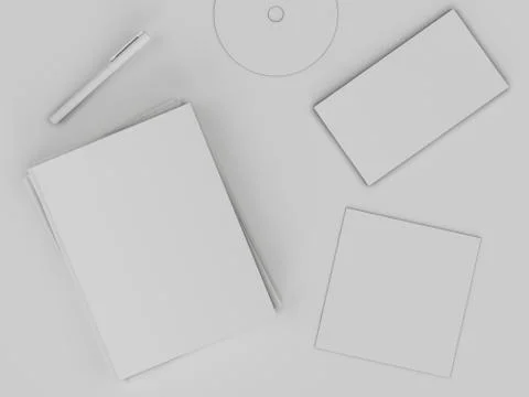 Branding mockup. Template white set on white background. 3d rendering. 3D ill イラスト素材